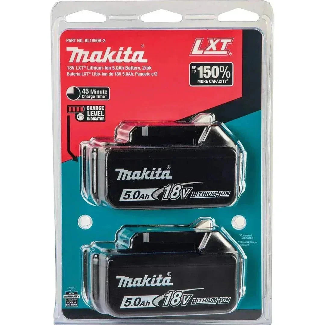 Makita BL1850B 18V LXT 5.0Ah Battery Twin Pack + DC18RC Fast Charger & MakPac Type 3 Case | Professional Power Kit