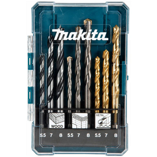 Makita 13-Piece Multi-Material Drill Bit Set for Wood, Metal & Concrete