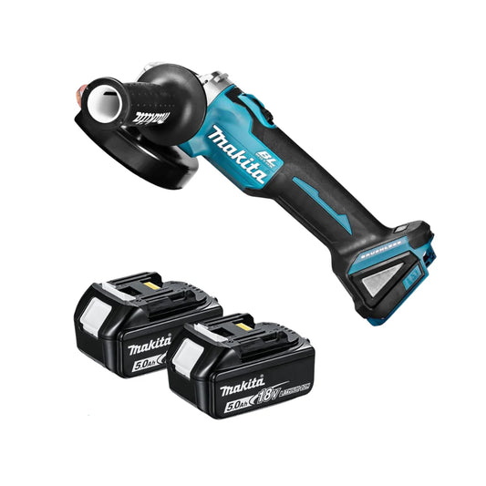 Makita 18V LXT 125mm Brushless Angle Grinder Kit – DGA504Z with 2×5.0Ah Batteries & Fast Charger