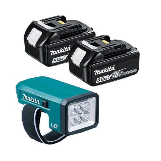 Makita BL1850B 18V LXT 5.0Ah Battery Twin Pack + LED Work Light | Professional Power Kit for Tools