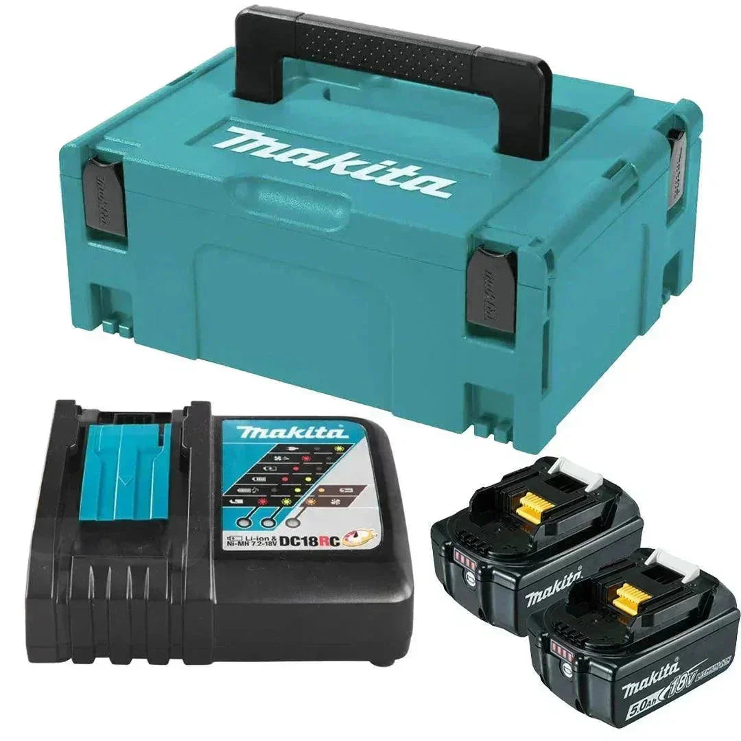 Makita BL1850B 18V LXT 5.0Ah Battery Twin Pack + DC18RC Fast Charger & MakPac Type 3 Case | Professional Power Kit