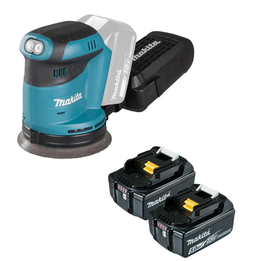 Makita 18V LXT Cordless Sander Kit – Includes 2×5.0Ah Batteries & Fast Charger